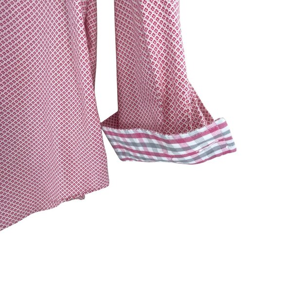 Nick Graham Mens Stretch Modern Fit Pink White Long Sleeve Button-Up Shirt Sz M - Picture 9 of 12
